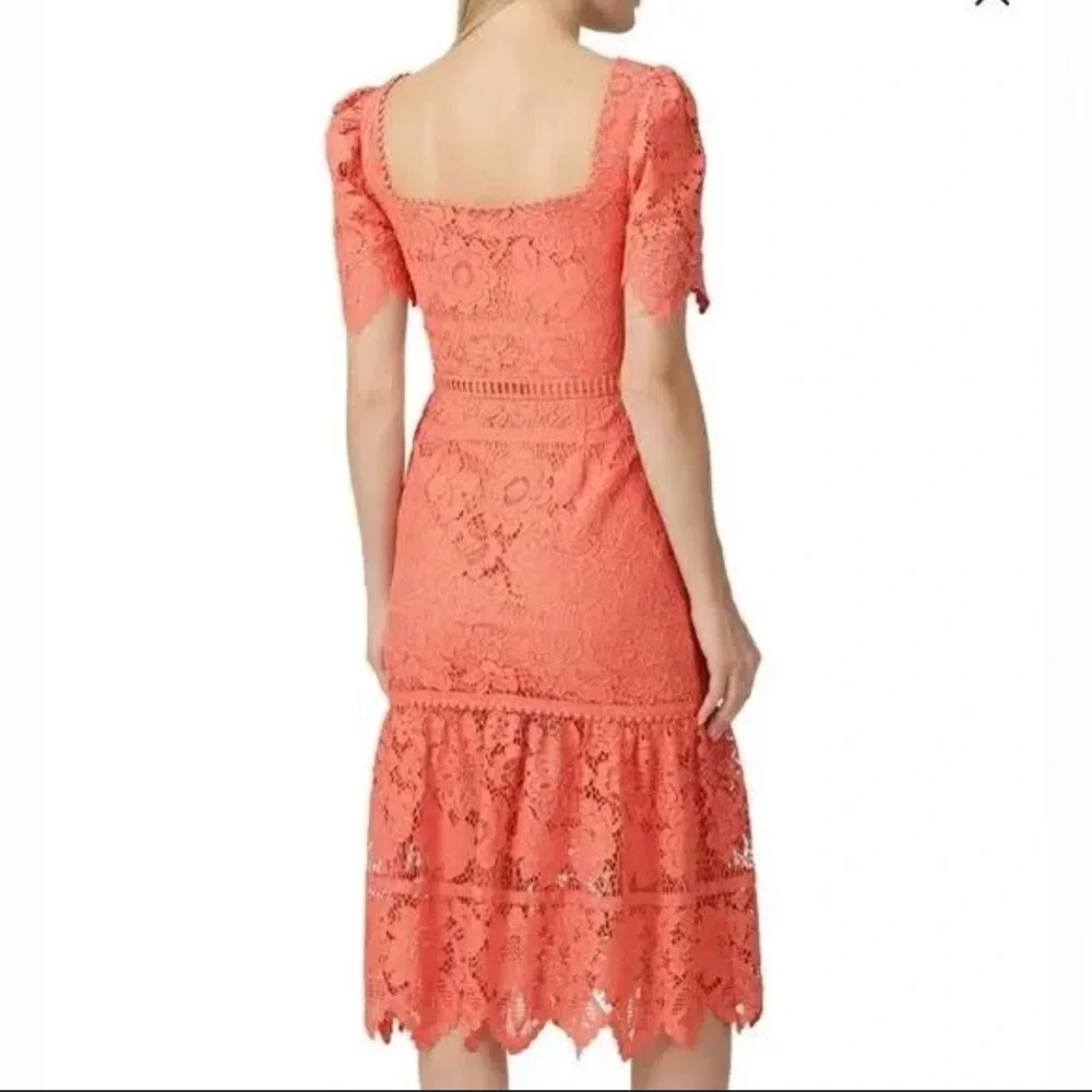 EUC SAYLOR Louisa Midi Dress in Coral Lace size Small - Picture 8 of 8